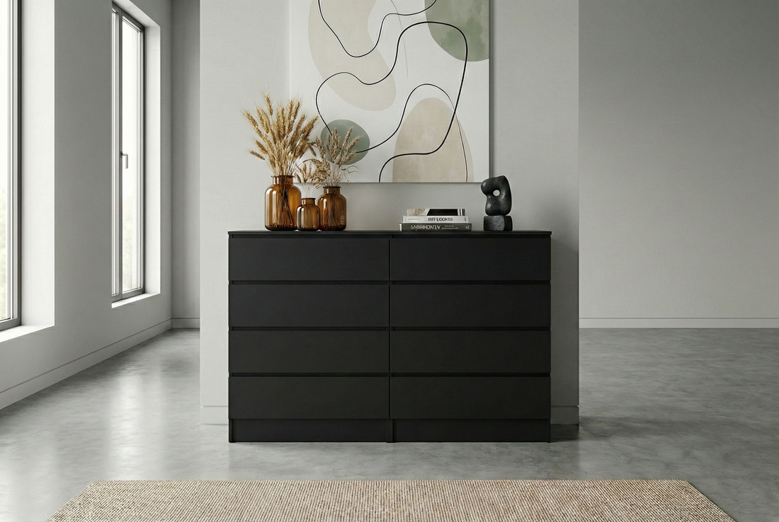 8 drawer double dresser black Tokyo Modern 8-Drawer Dresser- Short sleeve Full assembly is required Black dress under 500 Size:5x