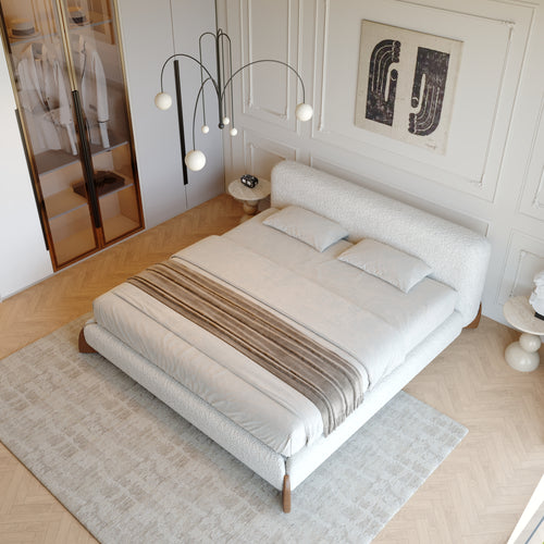 Boucle Fabric Minimalist Bed