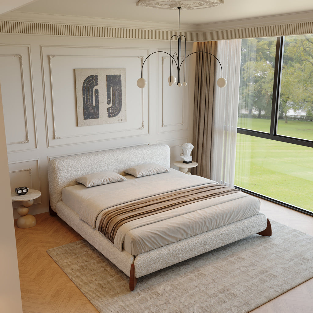 Boucle Fabric Minimalist Bed