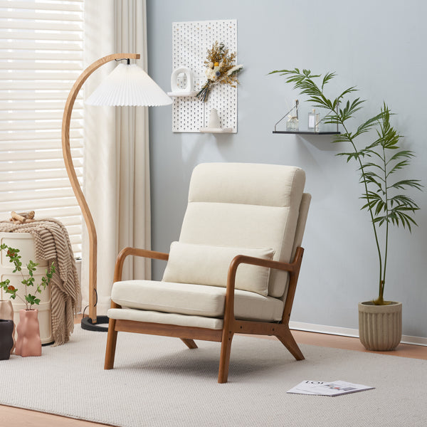 Mid-Century Modern Accent Chair with Solid Wood Frame