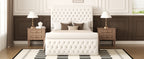 Premium Velvet Tufted Sleigh Bed Frame with 57.5" Wingback Headboard
