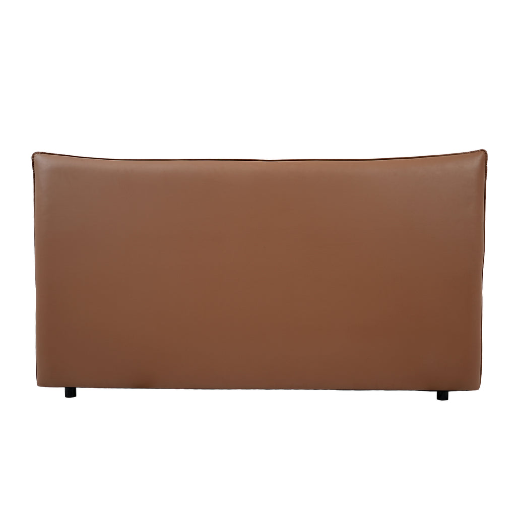 Brown Leather Platform Bed – Modern Comfort