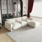 Chenille L-Shaped Modular Sofa with Ottoman – Soft Upholstery + Ground-Hugging Lazy Style, Relaxed Vibe Living Room Sofa