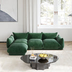 Chenille L-Shaped Modular Sofa with Ottoman – Soft Upholstery + Ground-Hugging Lazy Style, Relaxed Vibe Living Room Sofa