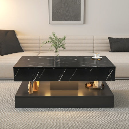 6.93" Modern LED Coffee Table with Storage Drawer