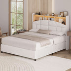 Queen Size Velvet Upholstered Bed Frame With Storage