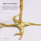 Ostrich Feather & Golden Branch Statement Lamp- White