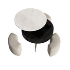 Lift-Top Round Coffee Table with Hidden Storage & 3 Upholstered Stools