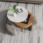 Lift-Top Round Coffee Table with Hidden Storage & 3 Upholstered Stools