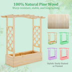 Wooden Raised Garden Bed Planter Box With Trellis And Hanging Roof
