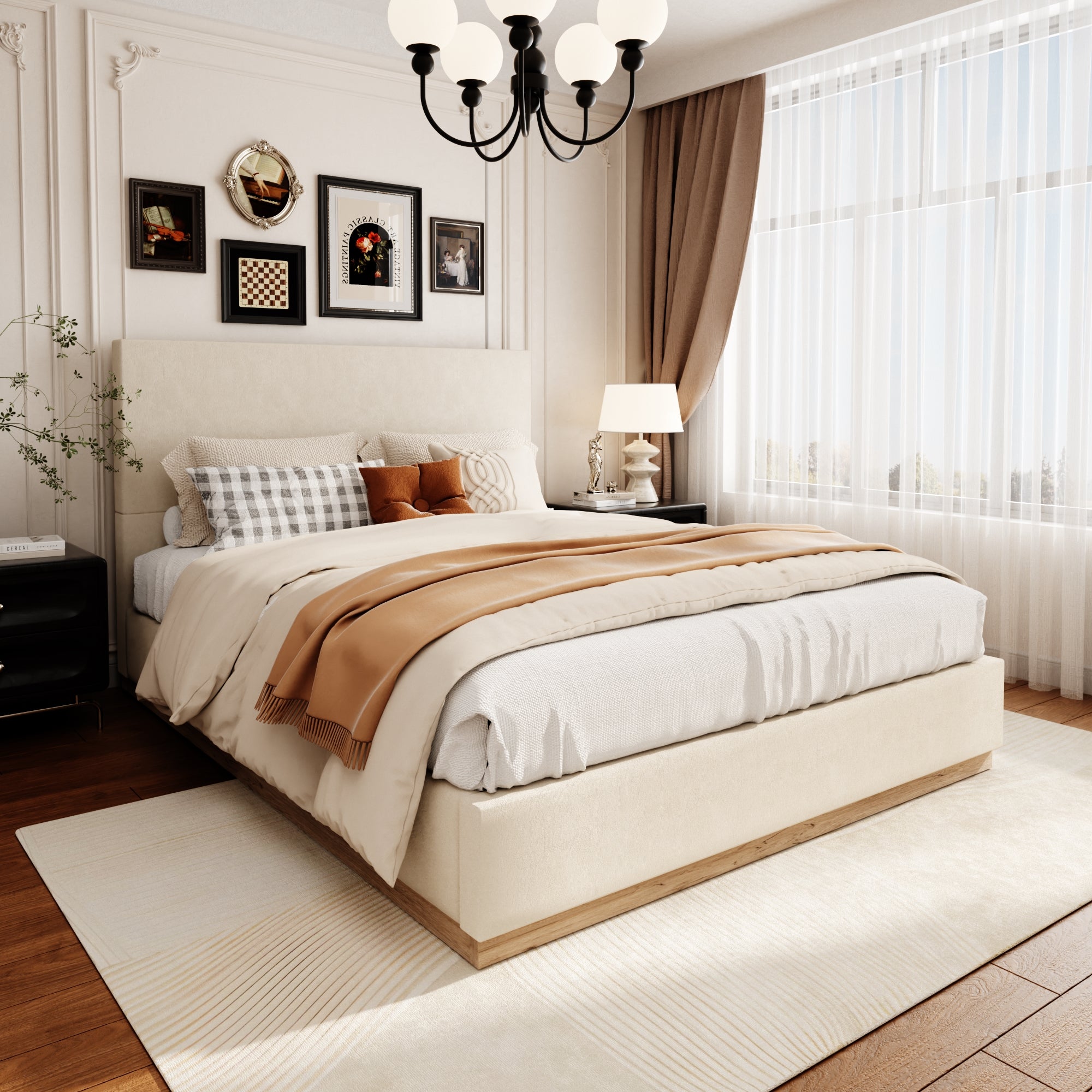 Velvet Dream Bed with Enclosed Wood Base