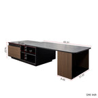 Extendable Coffee Table, Length Adjustable Wood Coffee Table With 2 Storage Drawers For Living Room, Large Long Rectangular Center Table