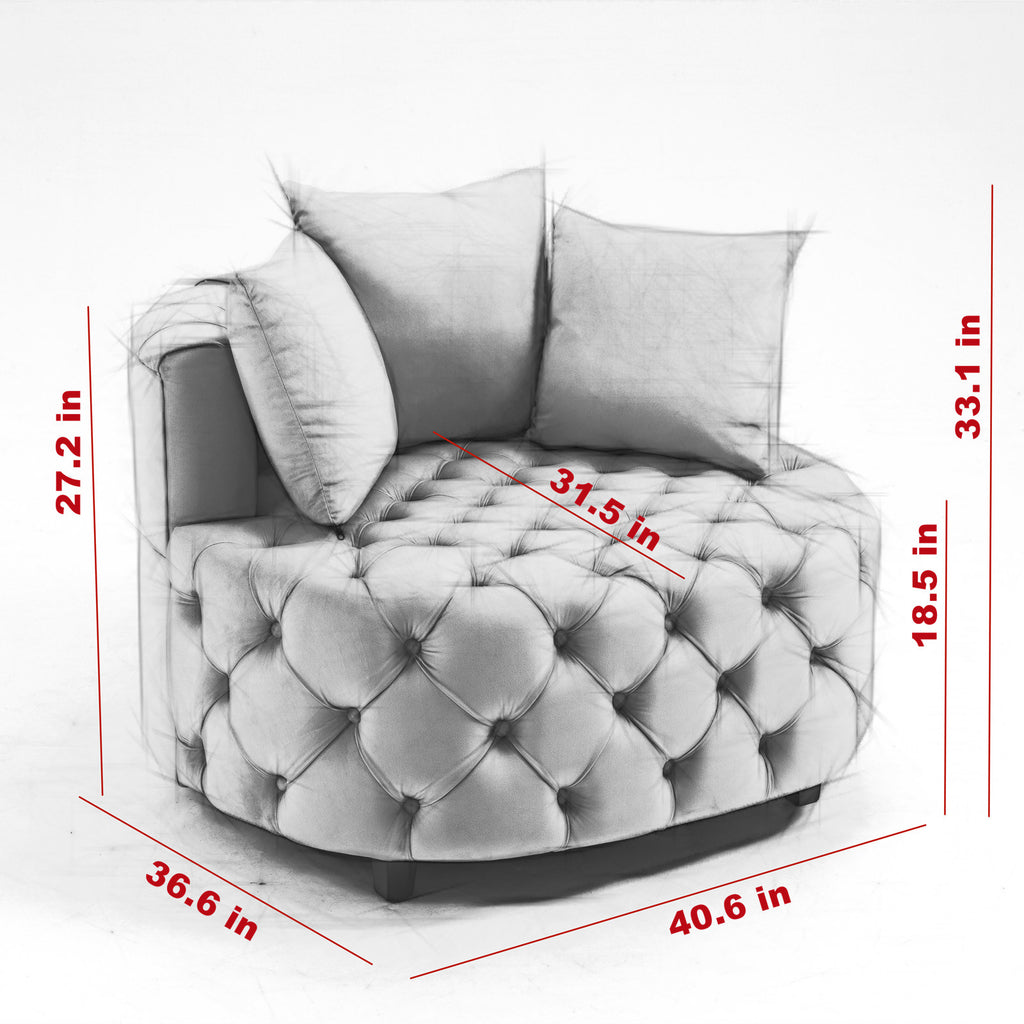 Pink or Black Modern Tufted Round Barrel Accent Chair with Pillows