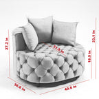Pink or Black Modern Tufted Round Barrel Accent Chair with Pillows