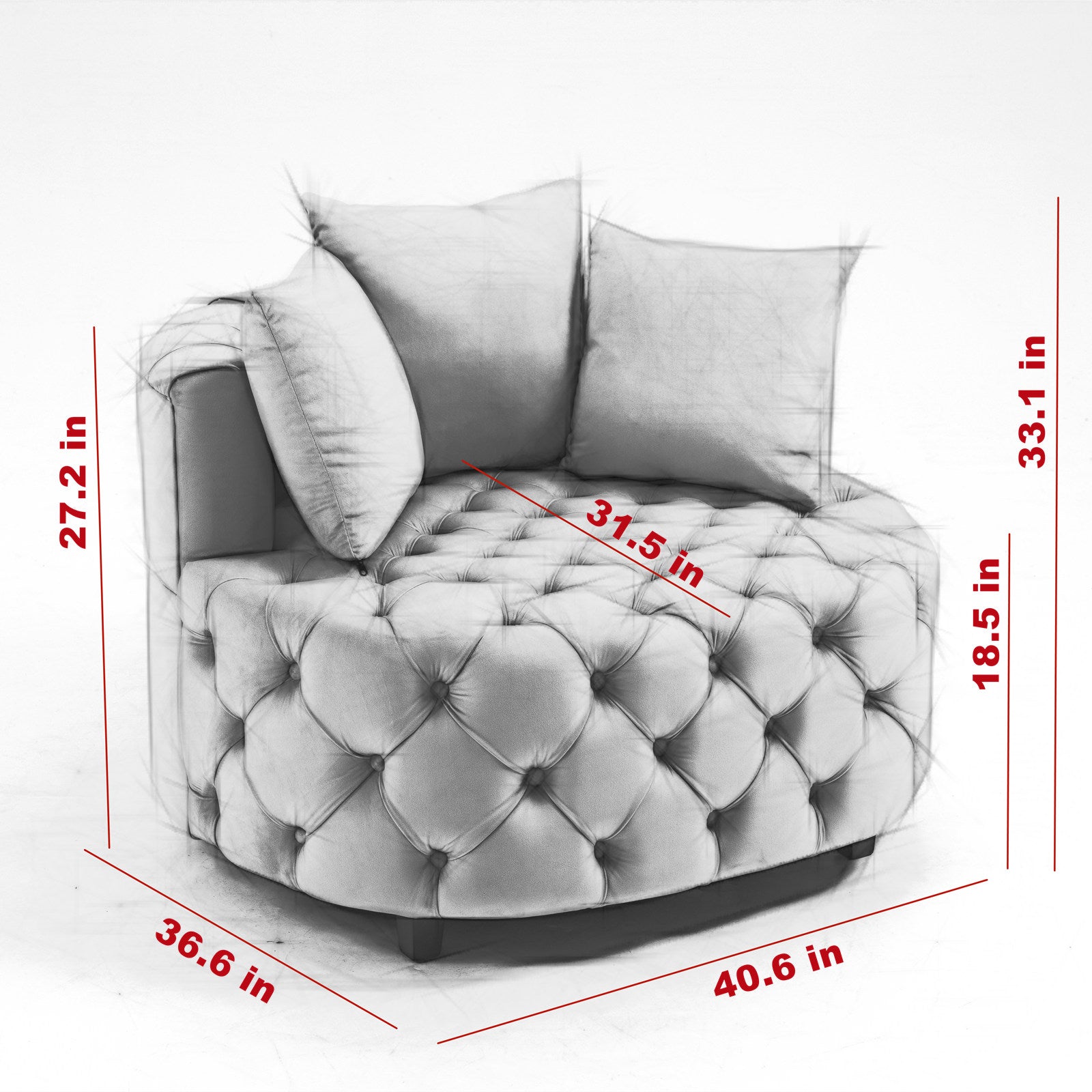 Pink or Black Modern Tufted Round Barrel Accent Chair with Pillows