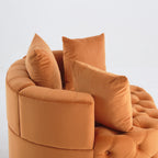 Pink or Black Modern Tufted Round Barrel Accent Chair with Pillows