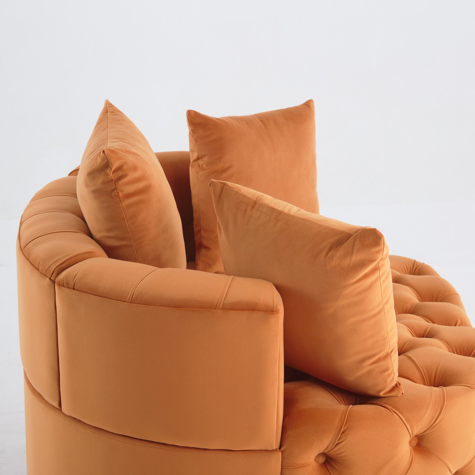 Pink or Black Modern Tufted Round Barrel Accent Chair with Pillows