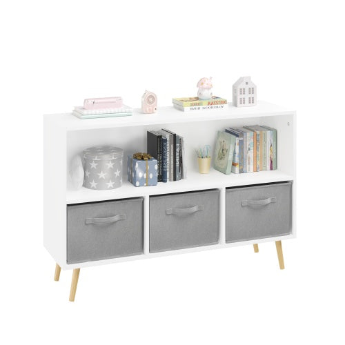 Kids Bookshelf & Toy Storage Organizer with Fabric Drawers