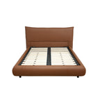 Brown Leather Platform Bed – Modern Comfort