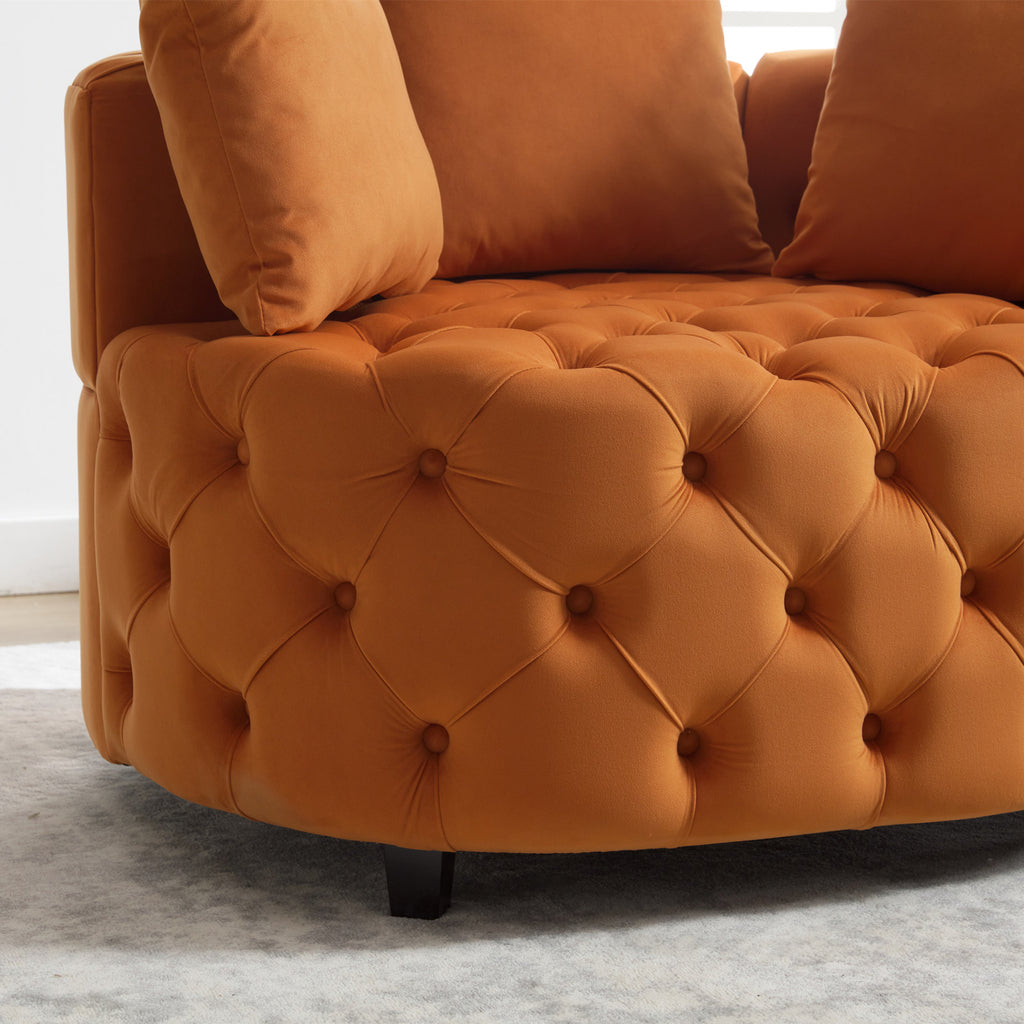 Pink or Black Modern Tufted Round Barrel Accent Chair with Pillows
