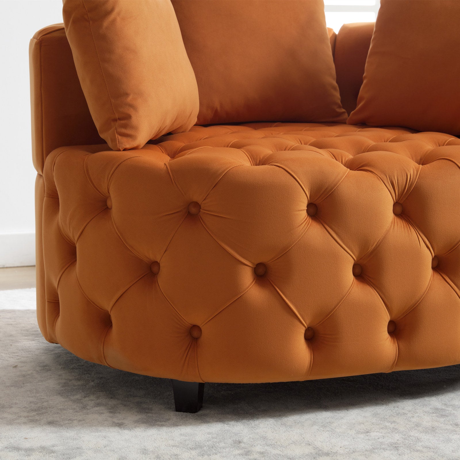 Pink or Black Modern Tufted Round Barrel Accent Chair with Pillows