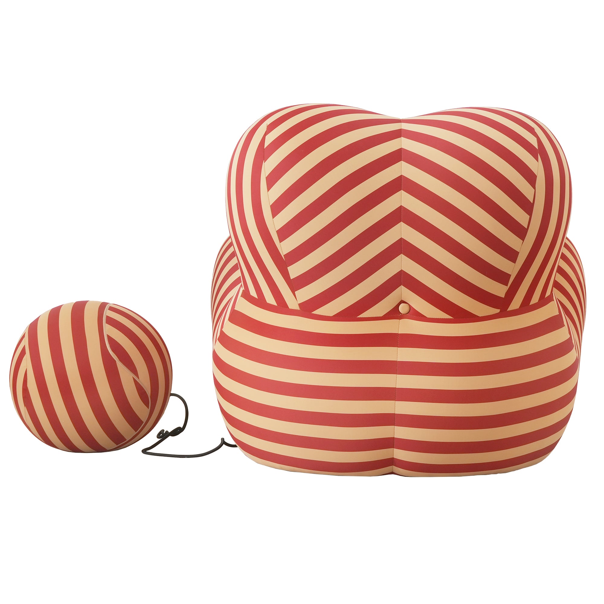 Unique Modern Stripe Accent Chair Sofa with Ottoman
