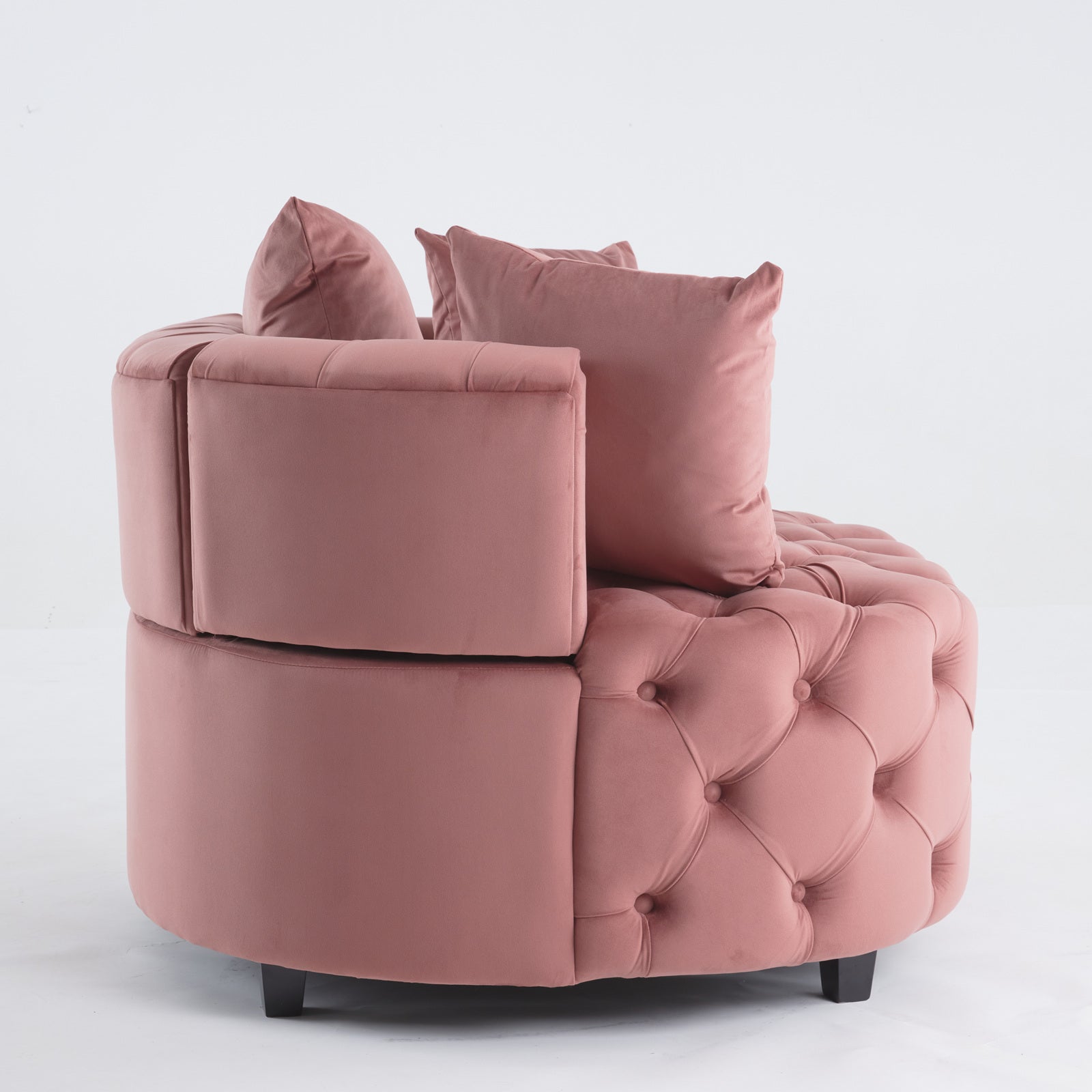 Pink or Black Modern Tufted Round Barrel Accent Chair with Pillows