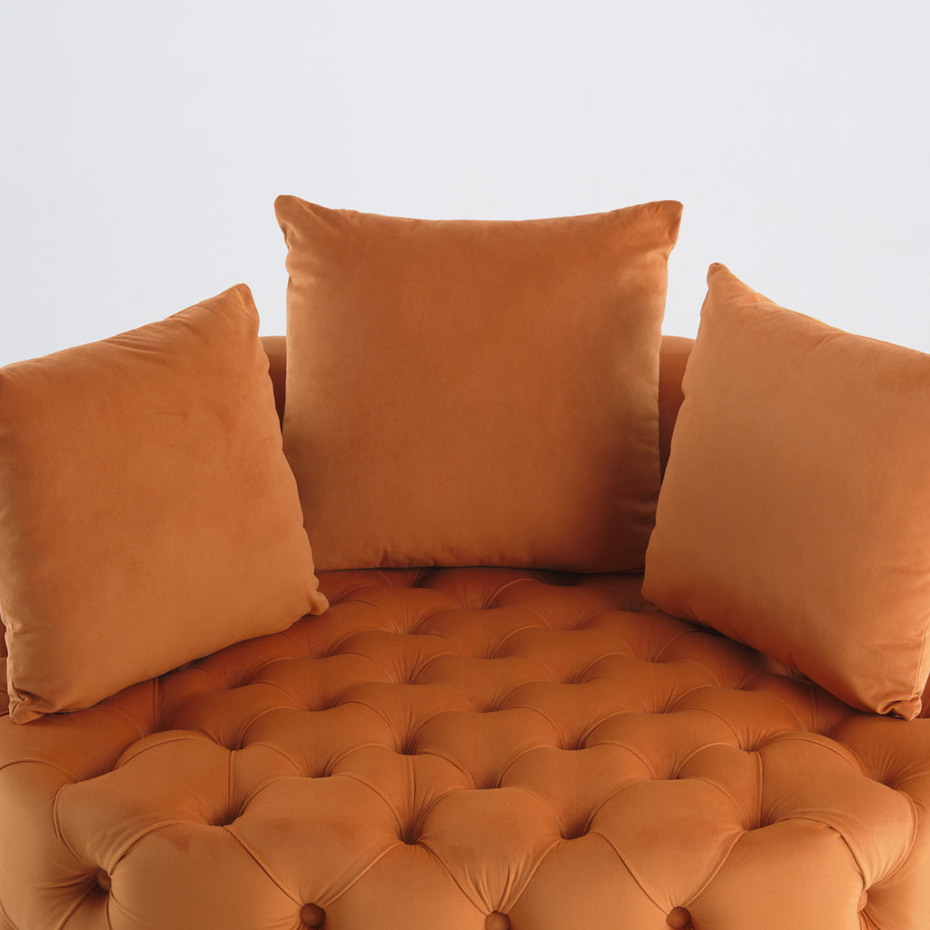 Pink or Black Modern Tufted Round Barrel Accent Chair with Pillows