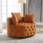 Pink or Black Modern Tufted Round Barrel Accent Chair with Pillows