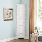 Tall White Storage Cabinet with Door and Shelves for Home Organization
