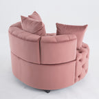 Pink or Black Modern Tufted Round Barrel Accent Chair with Pillows
