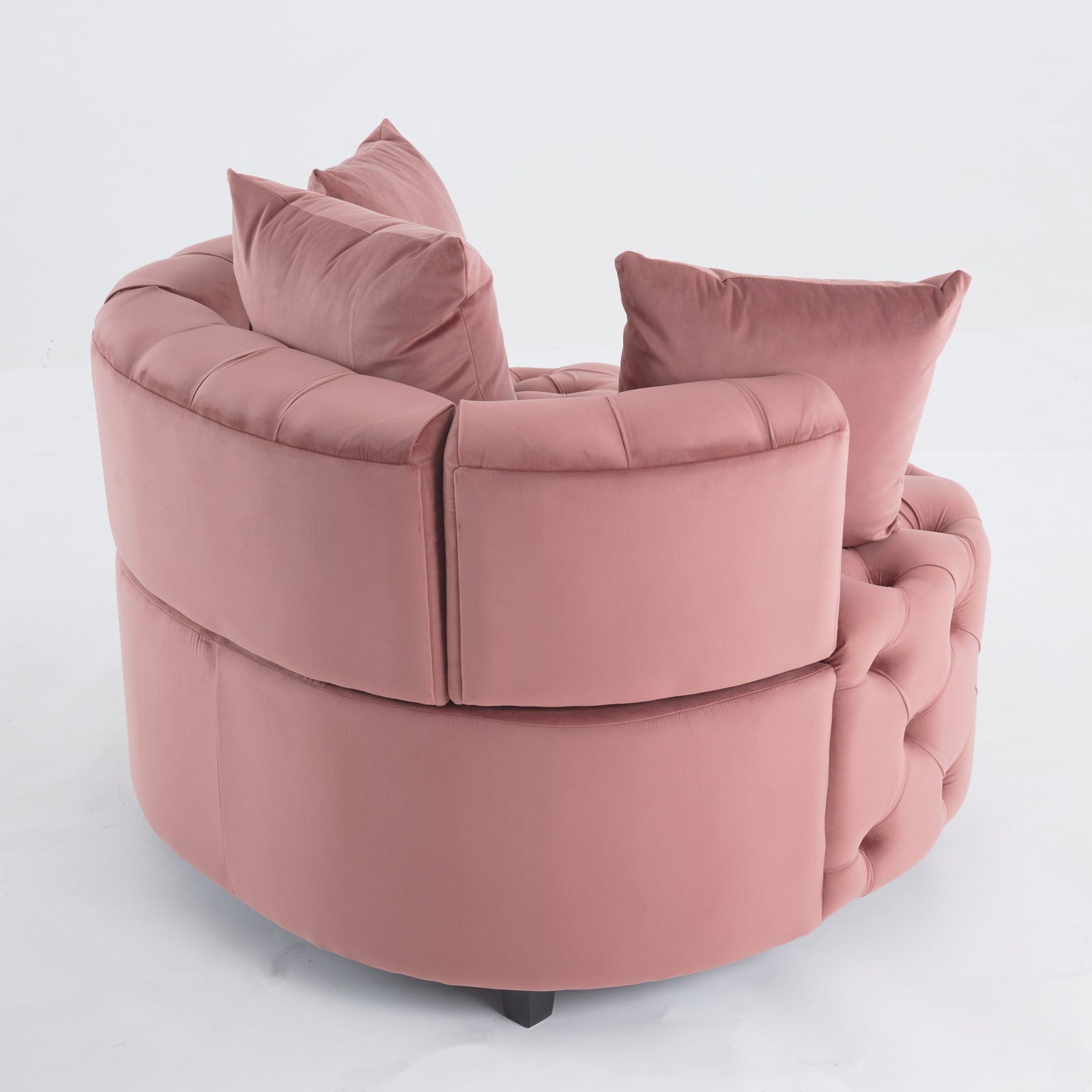 Pink or Black Modern Tufted Round Barrel Accent Chair with Pillows