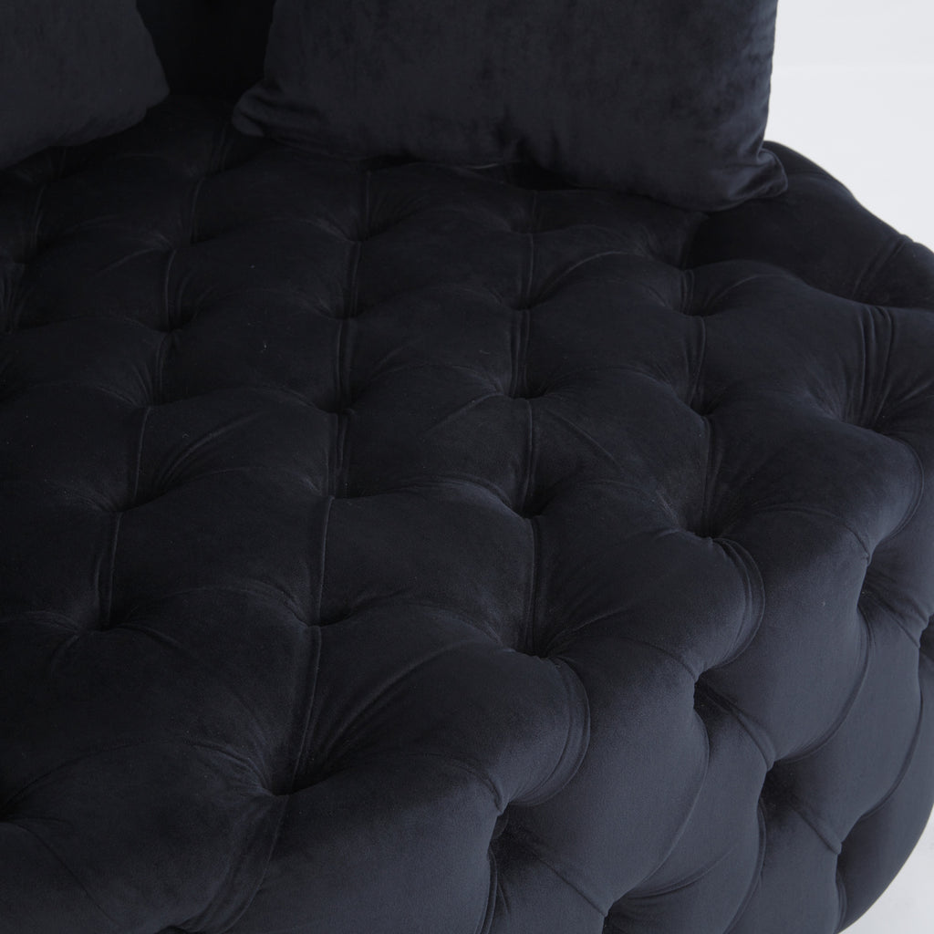 Pink or Black Modern Tufted Round Barrel Accent Chair with Pillows