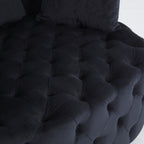 Pink or Black Modern Tufted Round Barrel Accent Chair with Pillows