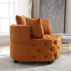 Pink or Black Modern Tufted Round Barrel Accent Chair with Pillows