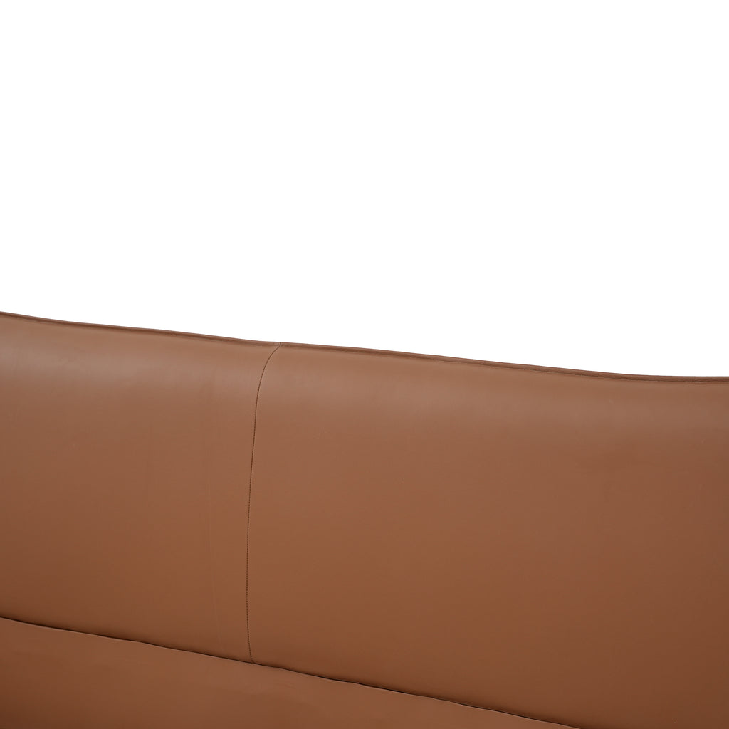 Brown Leather Platform Bed – Modern Comfort