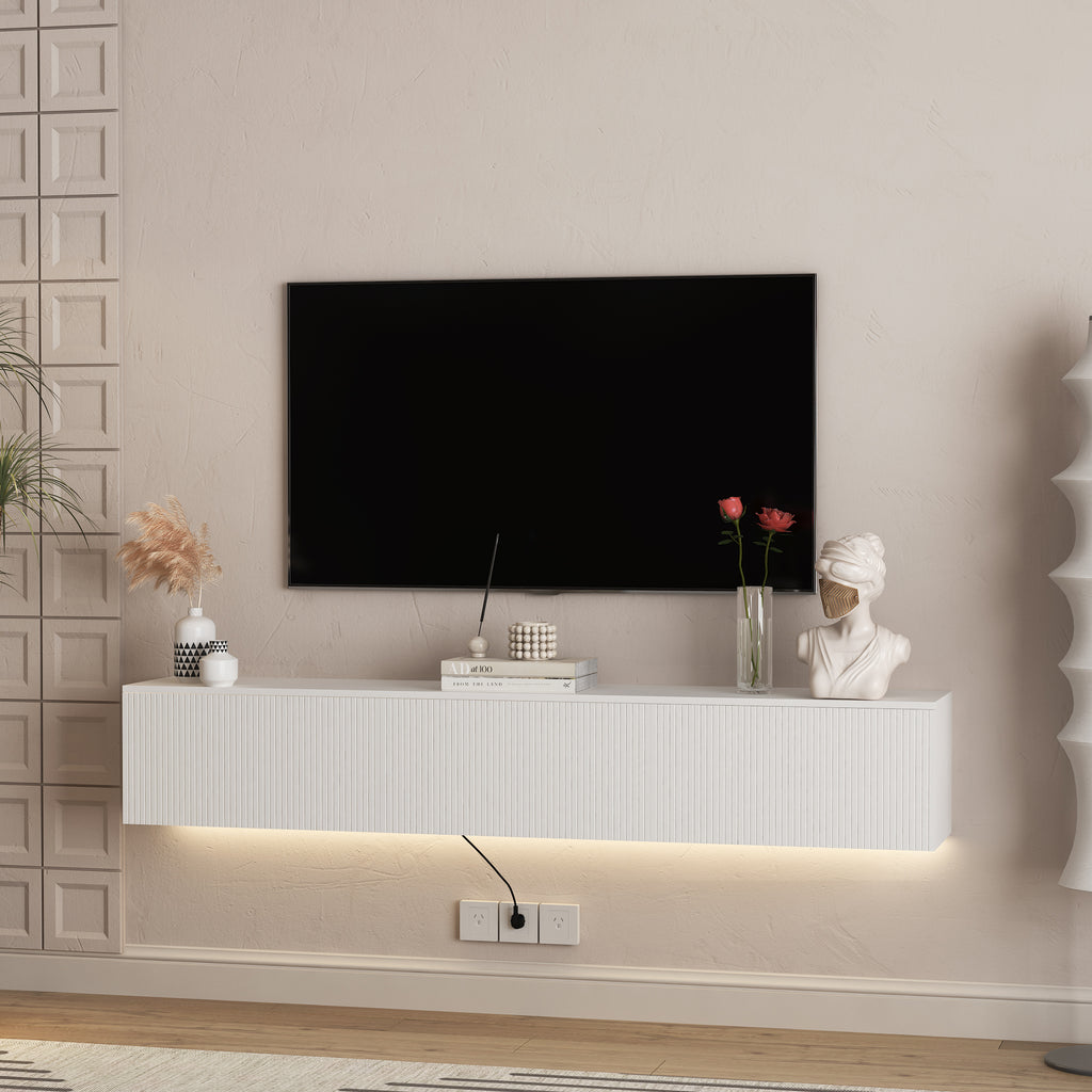 Minimalist Floating TV Stand with LED Lights for 55–65" TVs