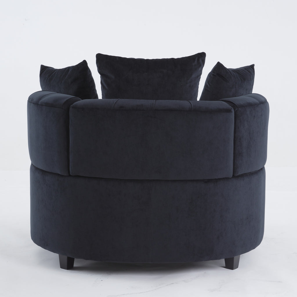 Pink or Black Modern Tufted Round Barrel Accent Chair with Pillows