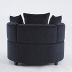 Pink or Black Modern Tufted Round Barrel Accent Chair with Pillows