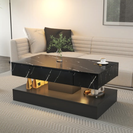 6.93" Modern LED Coffee Table with Storage Drawer