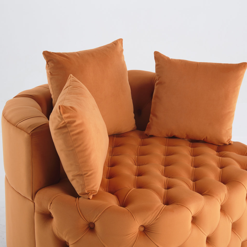 Pink or Black Modern Tufted Round Barrel Accent Chair with Pillows