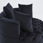 Pink or Black Modern Tufted Round Barrel Accent Chair with Pillows