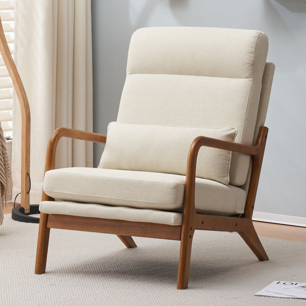 Mid-Century Modern Accent Chair with Solid Wood Frame