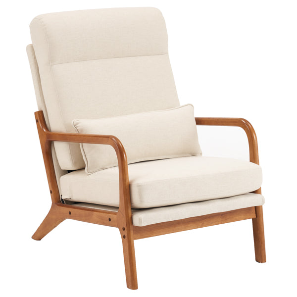 Mid-Century Modern Accent Chair with Solid Wood Frame