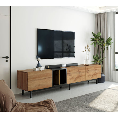 Modern Wood TV Stand with Storage – Fits TVs Up to 80 Inches