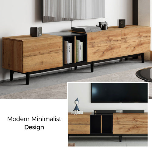 Modern Wood TV Stand with Storage – Fits TVs Up to 80 Inches