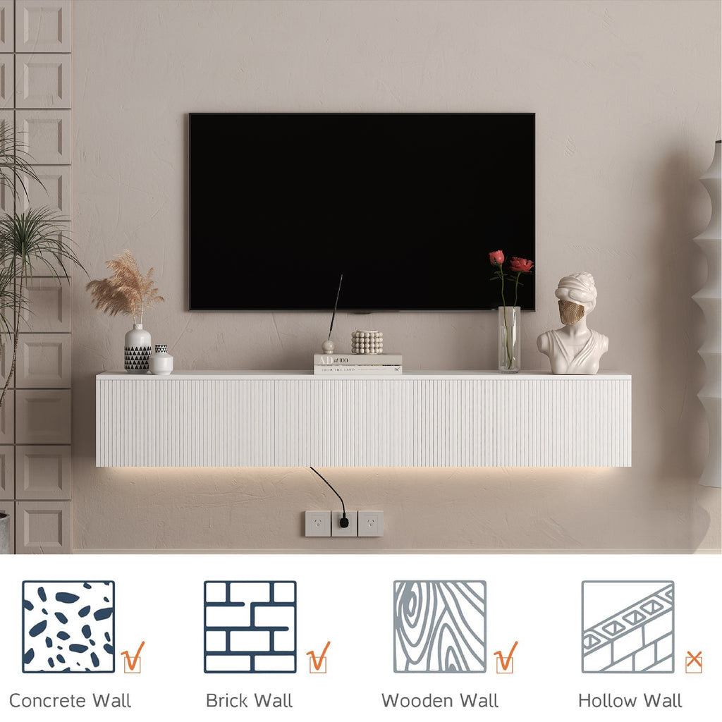 Minimalist Floating TV Stand with LED Lights for 55–65" TVs