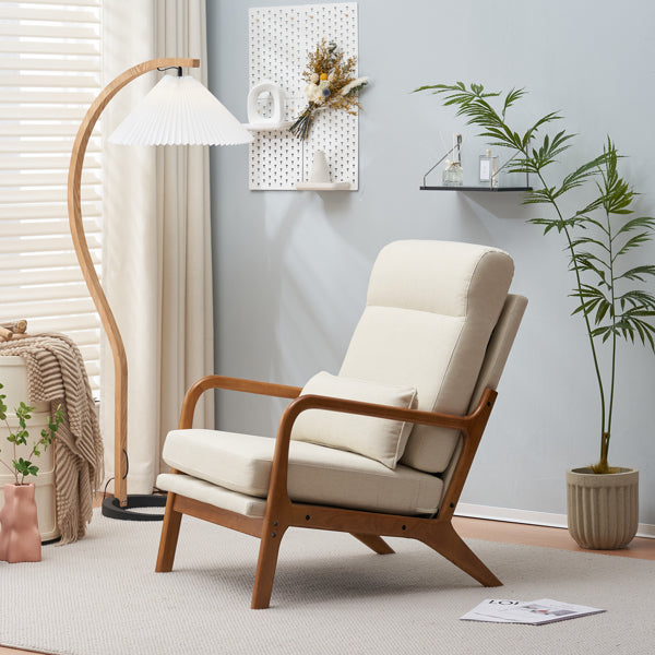 Mid-Century Modern Accent Chair with Solid Wood Frame