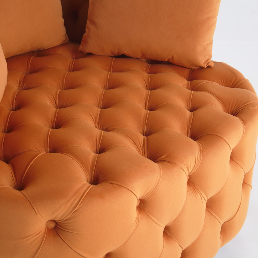 Pink or Black Modern Tufted Round Barrel Accent Chair with Pillows