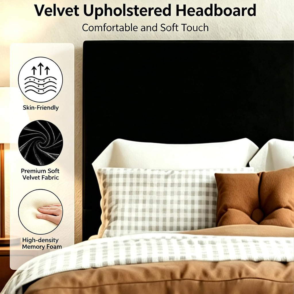 Velvet Dream Bed with Enclosed Wood Base